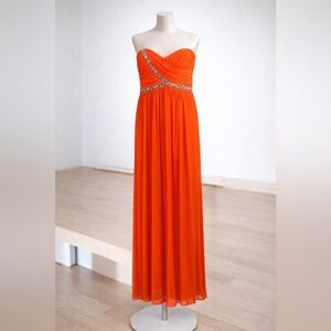 Strapless Prom Dress Sz 11 Beaded Formal Gown NWT City Studio Neon Coral